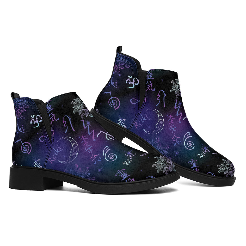 Reiki Energy Pattern Print Flat Ankle Boots