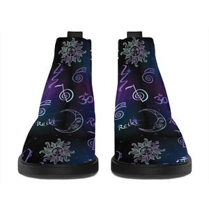 Reiki Energy Pattern Print Flat Ankle Boots