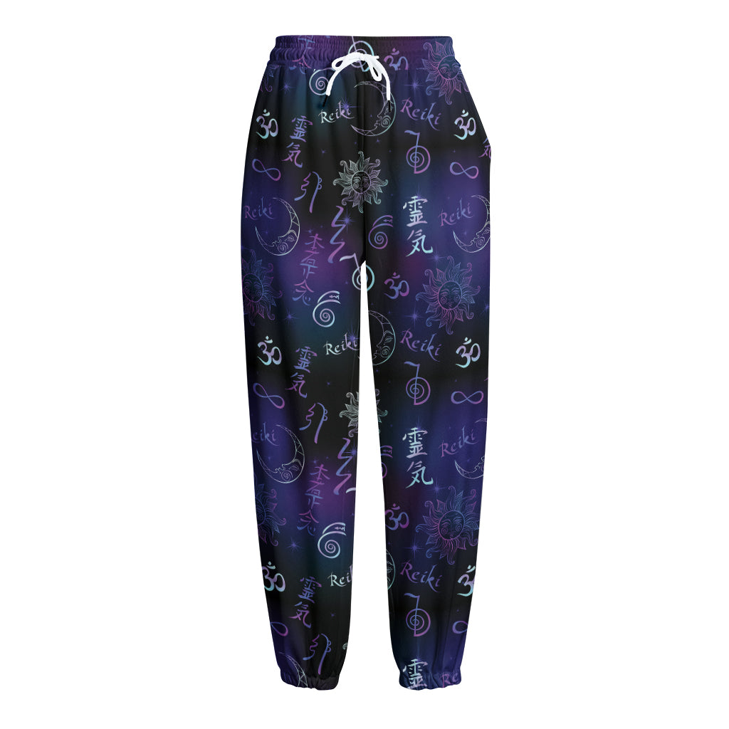 Reiki Energy Pattern Print Fleece Lined Knit Pants