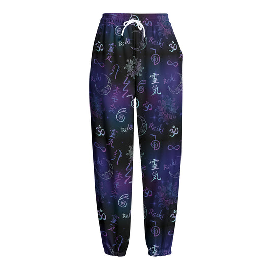 Reiki Energy Pattern Print Fleece Lined Knit Pants