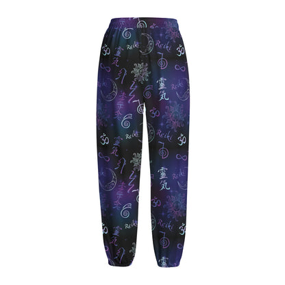 Reiki Energy Pattern Print Fleece Lined Knit Pants