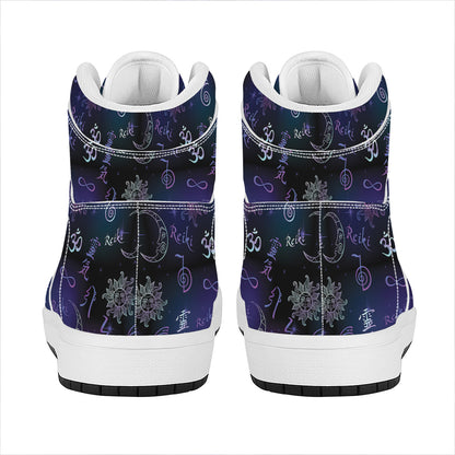 Reiki Energy Pattern Print High Top Leather Sneakers