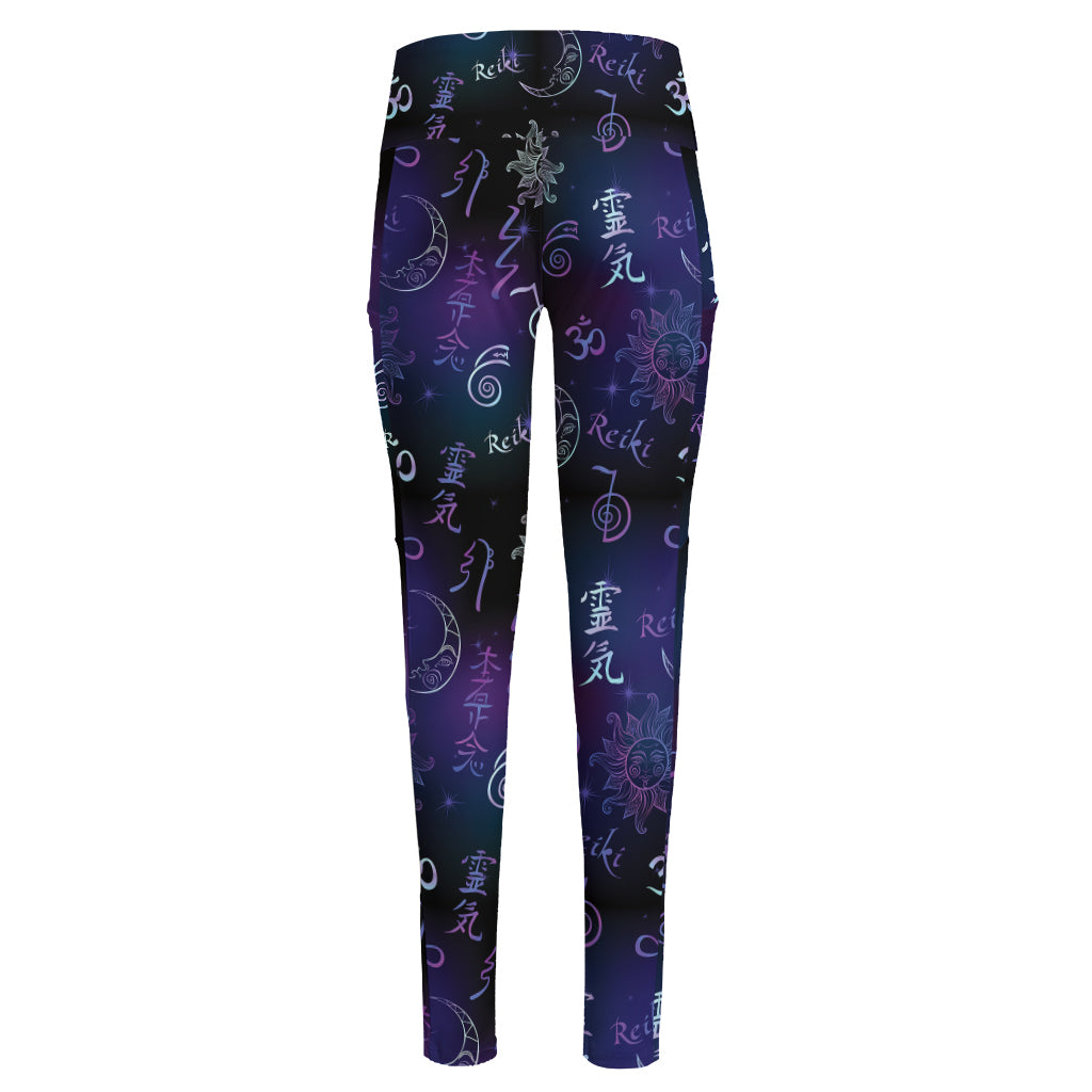 Reiki Energy Pattern Print High-Waisted Pocket Leggings
