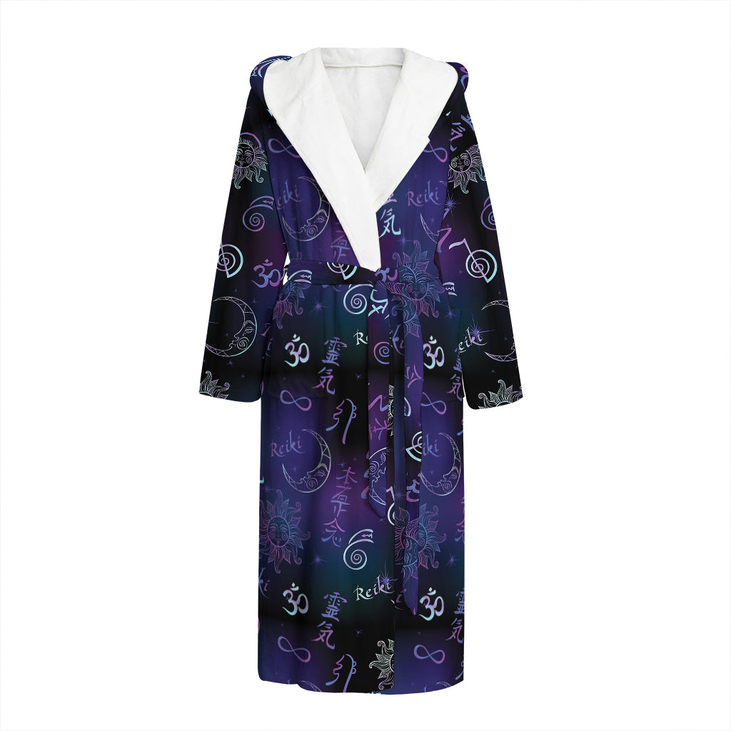 Reiki Energy Pattern Print Hooded Bathrobe