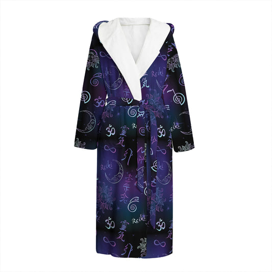 Reiki Energy Pattern Print Hooded Bathrobe
