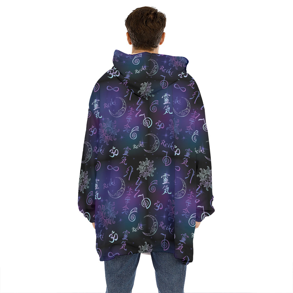 Reiki Energy Pattern Print Hoodie Blanket