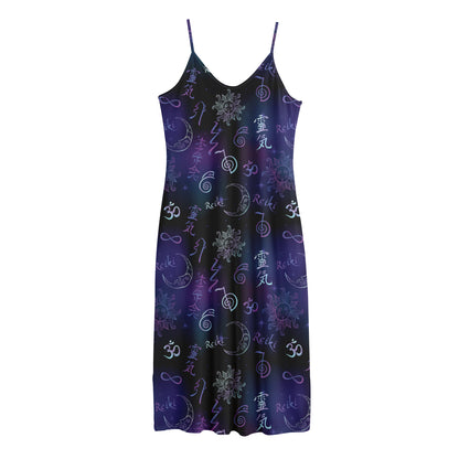 Reiki Energy Pattern Print Jersey Midi Cami Dress
