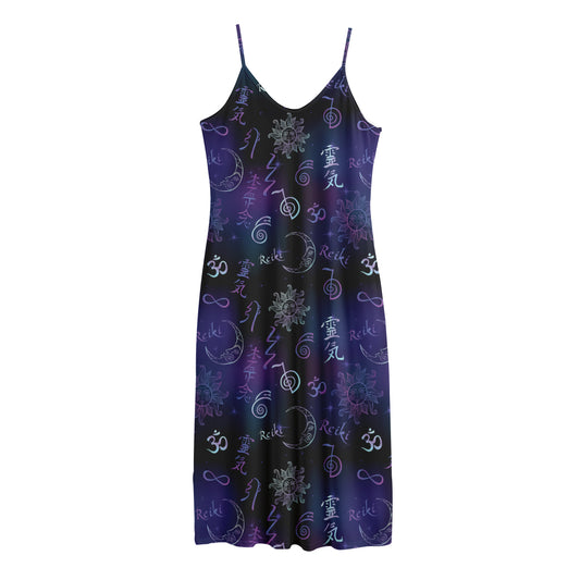 Reiki Energy Pattern Print Jersey Midi Cami Dress