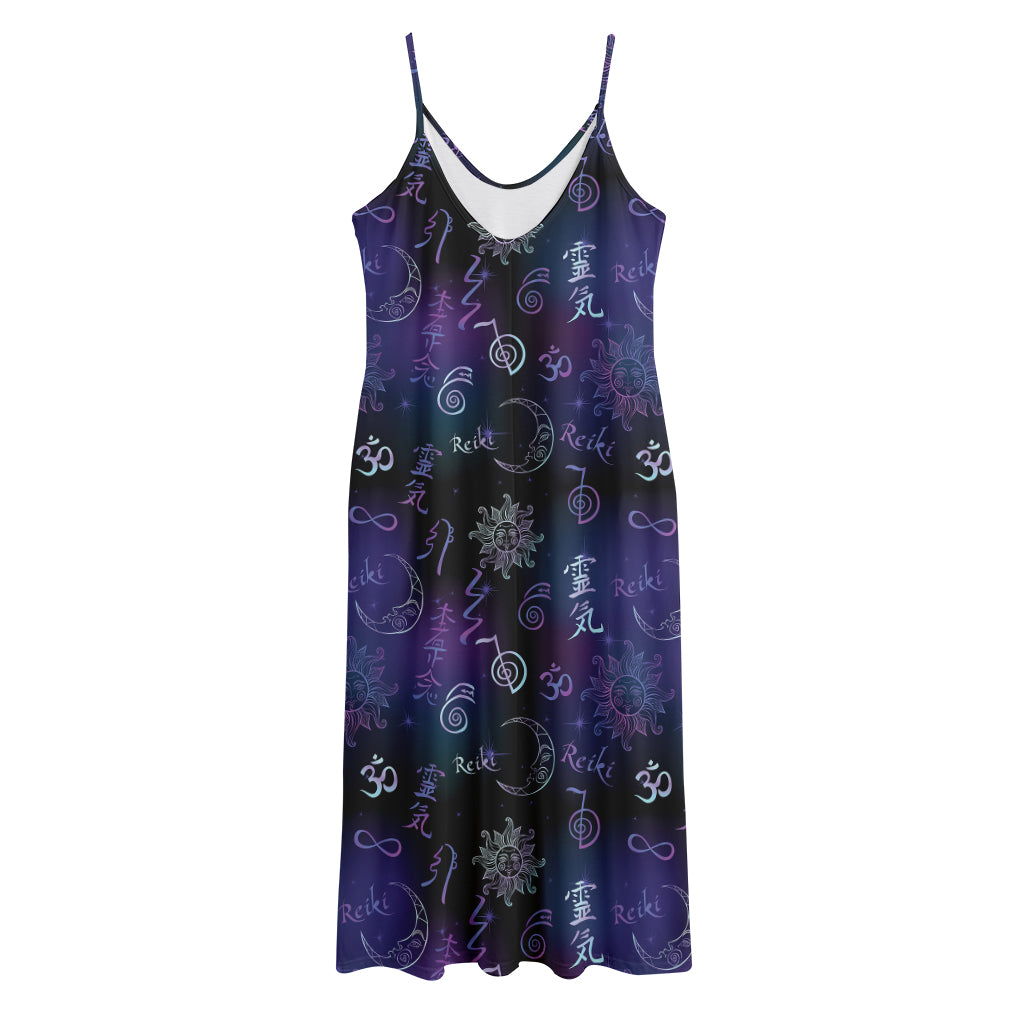 Reiki Energy Pattern Print Jersey Midi Cami Dress