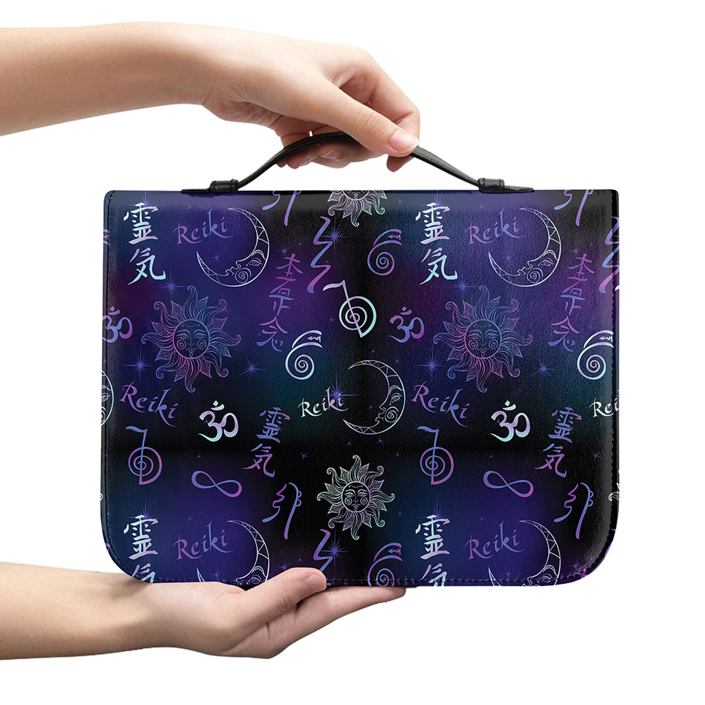 Reiki Energy Pattern Print Leather Bible Cover