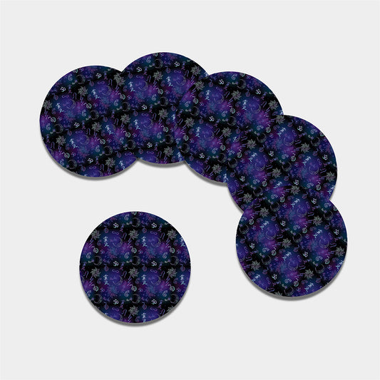 Reiki Energy Pattern Print Leather Coaster Set