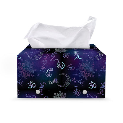Reiki Energy Pattern Print Leather Tissue Box Cover