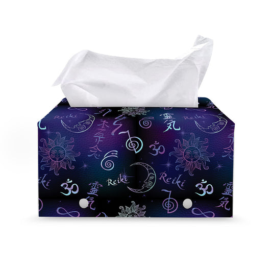 Reiki Energy Pattern Print Leather Tissue Box Cover