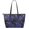 Reiki Energy Pattern Print Leather Tote Bag With Zipper