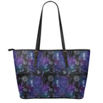 Reiki Energy Pattern Print Leather Tote Bag