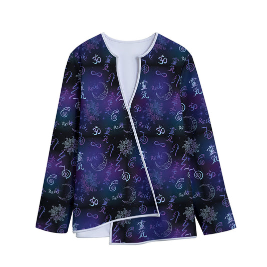 Reiki Energy Pattern Print Long Sleeve Short Coat