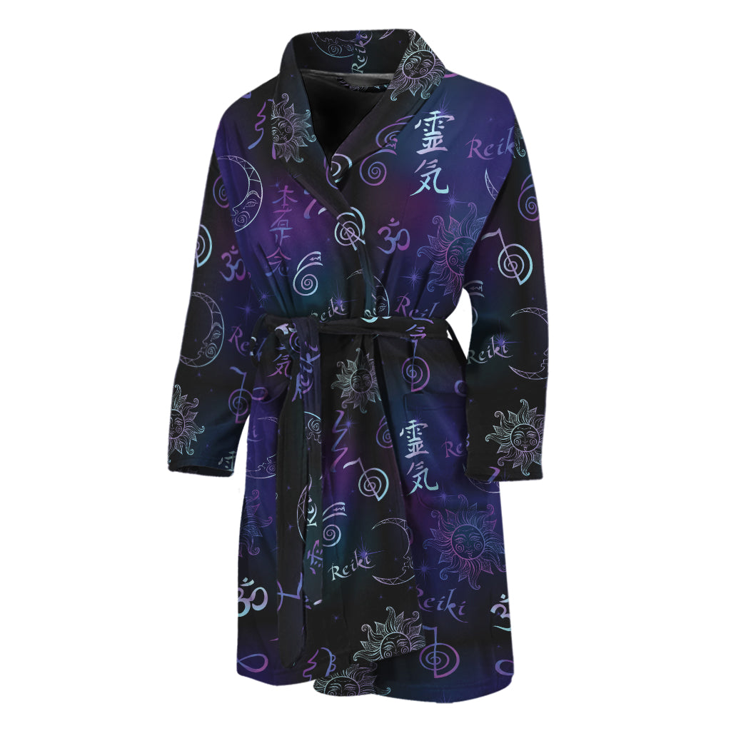 Reiki Energy Pattern Print Men's Bathrobe