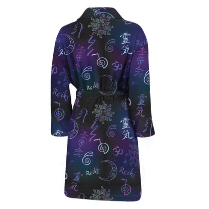 Reiki Energy Pattern Print Men's Bathrobe