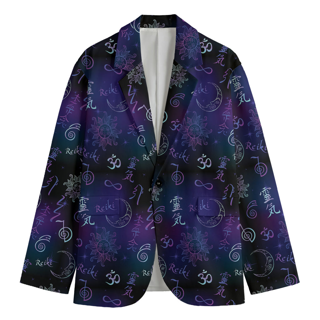 Reiki Energy Pattern Print Men's Cotton Blazer