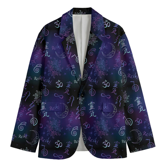 Reiki Energy Pattern Print Men's Cotton Blazer