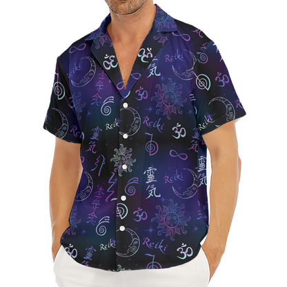 Reiki Energy Pattern Print Men's Deep V-Neck Shirt