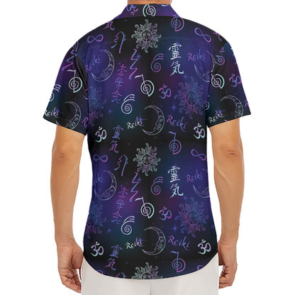Reiki Energy Pattern Print Men's Deep V-Neck Shirt