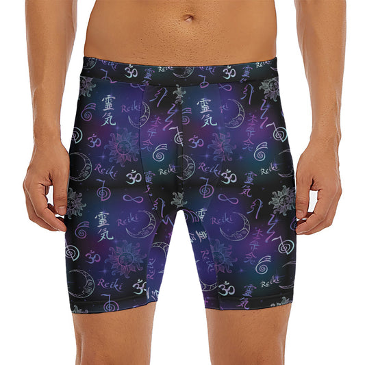 Reiki Energy Pattern Print Men's Long Boxer Briefs
