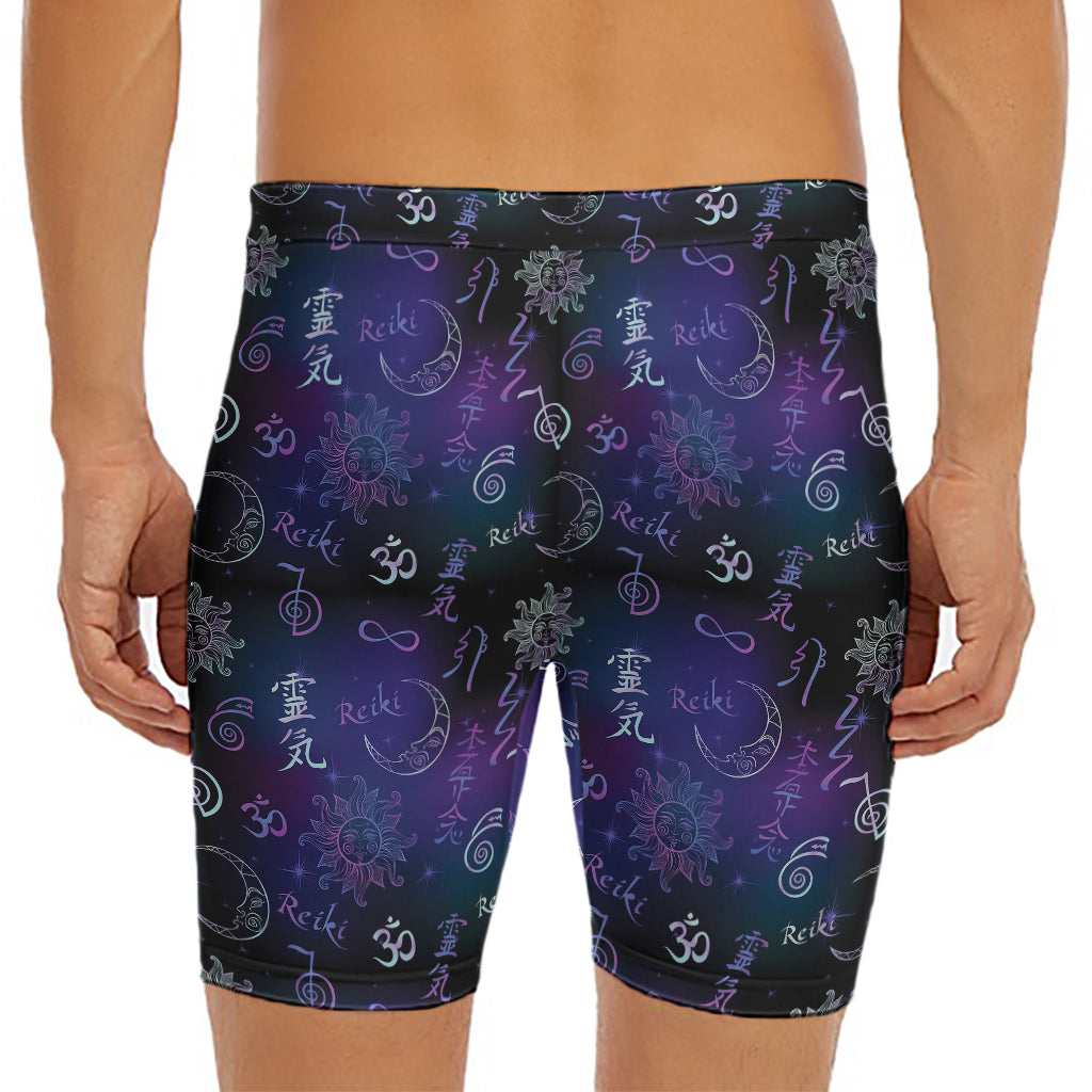 Reiki Energy Pattern Print Men's Long Boxer Briefs