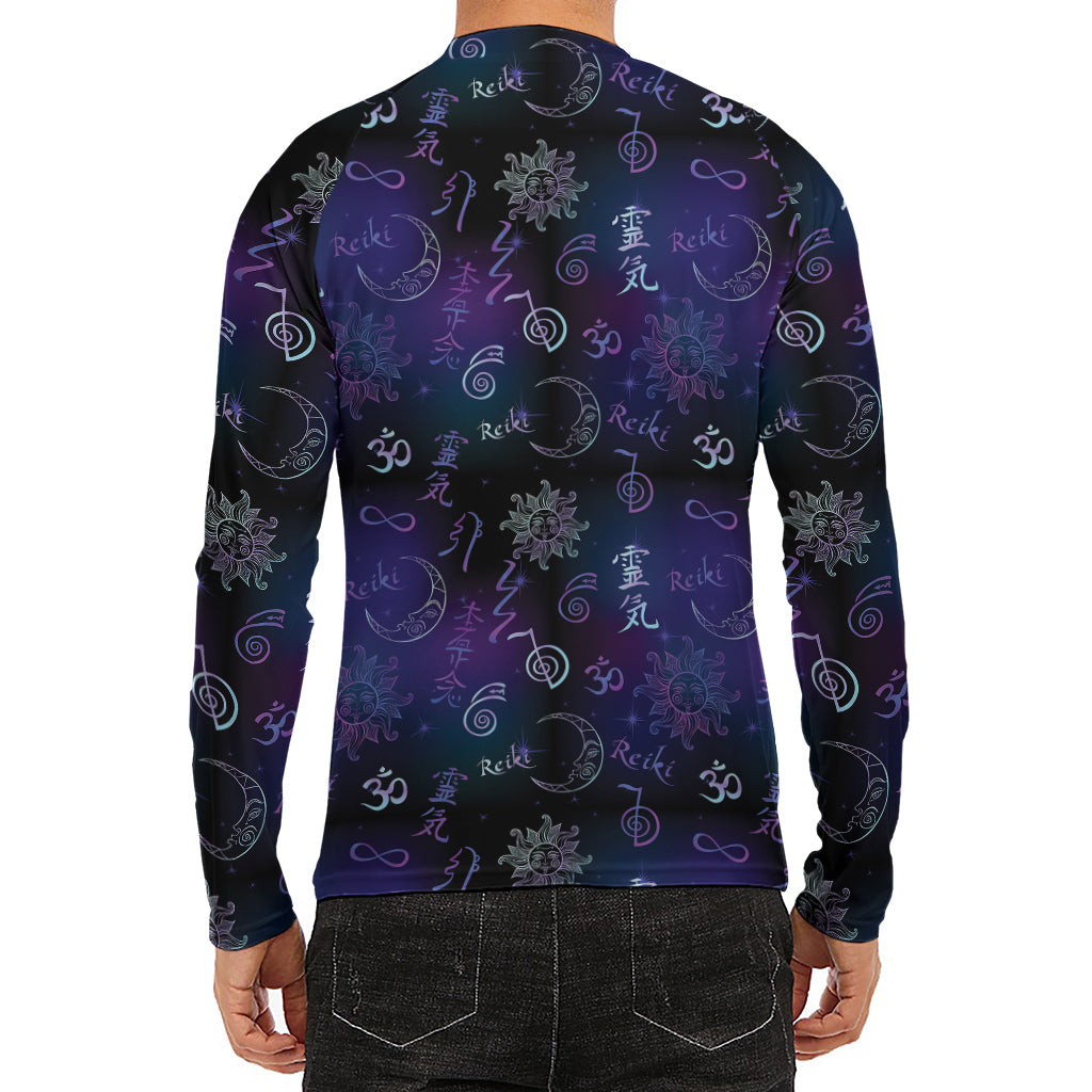 Reiki Energy Pattern Print Men's Long Sleeve Rash Guard