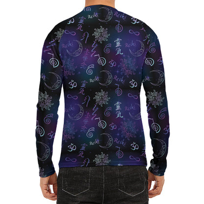 Reiki Energy Pattern Print Men's Long Sleeve Rash Guard