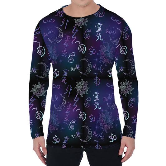 Reiki Energy Pattern Print Men's Long Sleeve T-Shirt