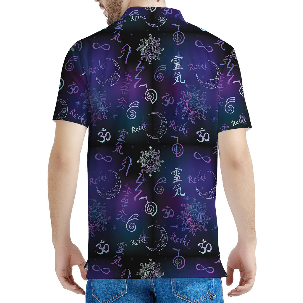 Reiki Energy Pattern Print Men's Polo Shirt