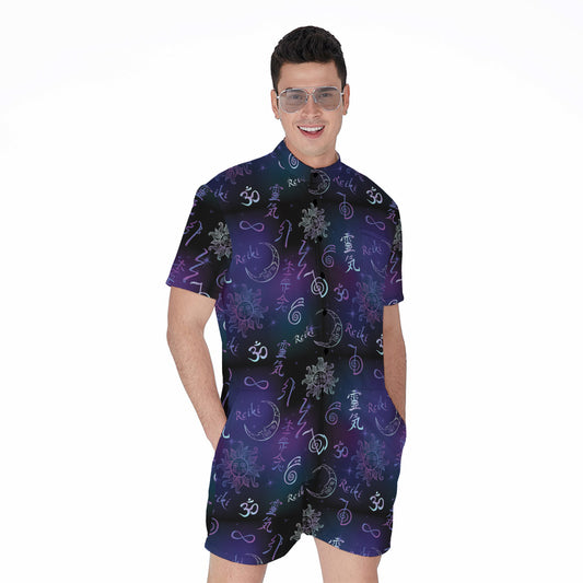 Reiki Energy Pattern Print Men's Rompers