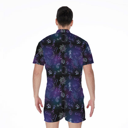 Reiki Energy Pattern Print Men's Rompers