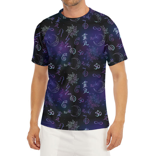 Reiki Energy Pattern Print Men's Short Sleeve Rash Guard