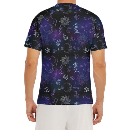 Reiki Energy Pattern Print Men's Short Sleeve Rash Guard