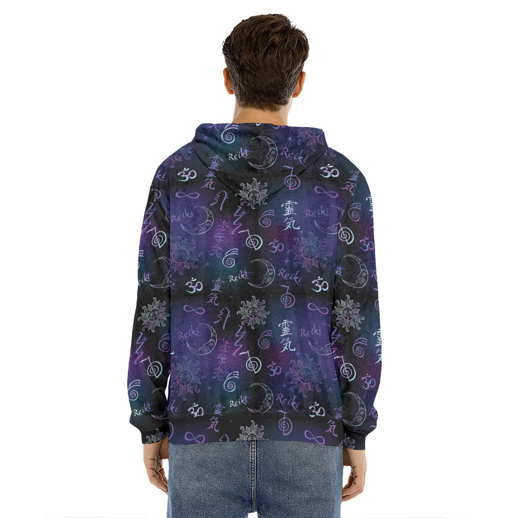Reiki Energy Pattern Print Men's Velvet Pullover Hoodie