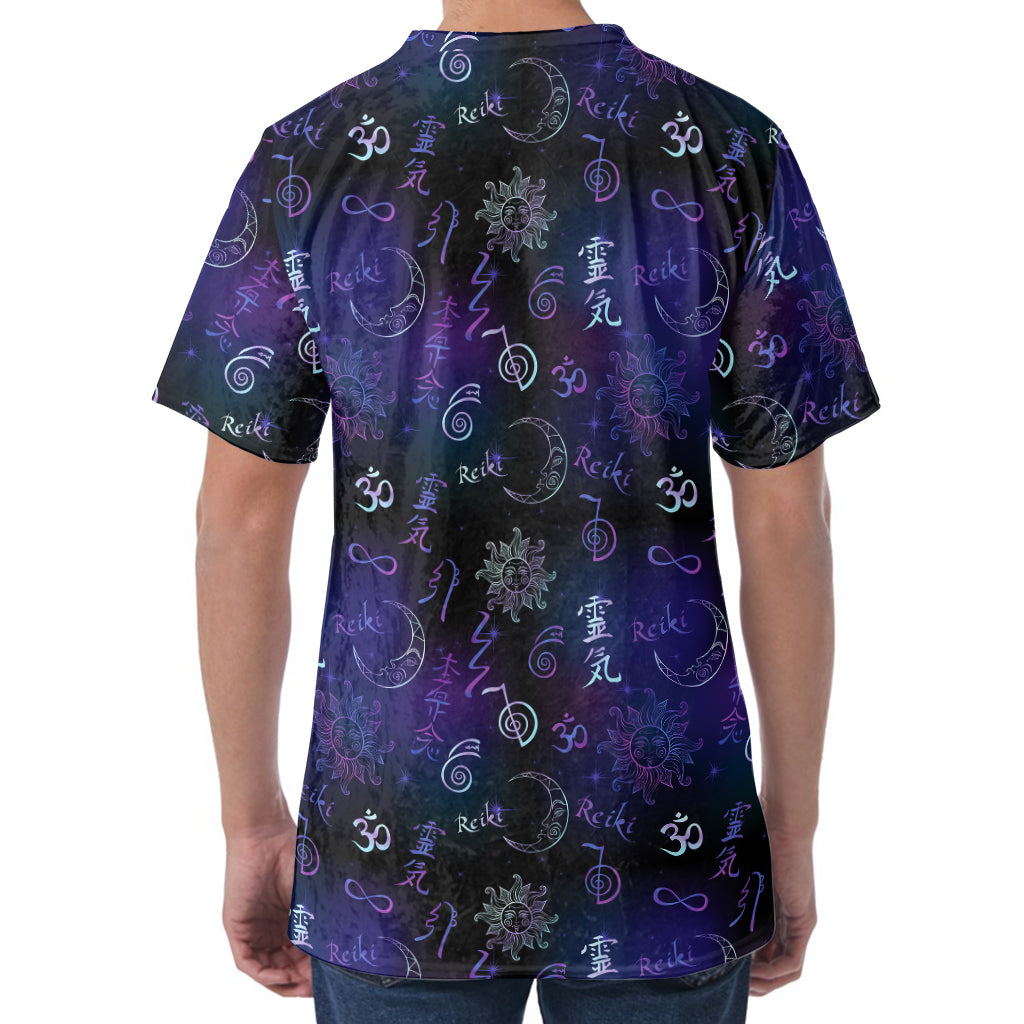 Reiki Energy Pattern Print Men's Velvet T-Shirt