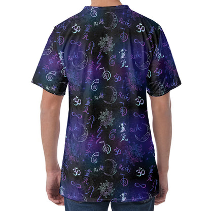 Reiki Energy Pattern Print Men's Velvet T-Shirt