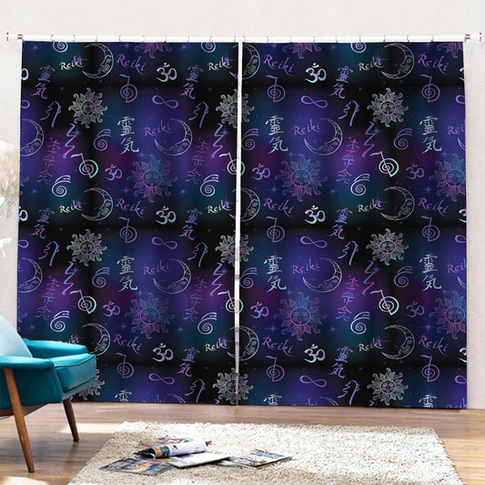Reiki Energy Pattern Print Pencil Pleat Curtains