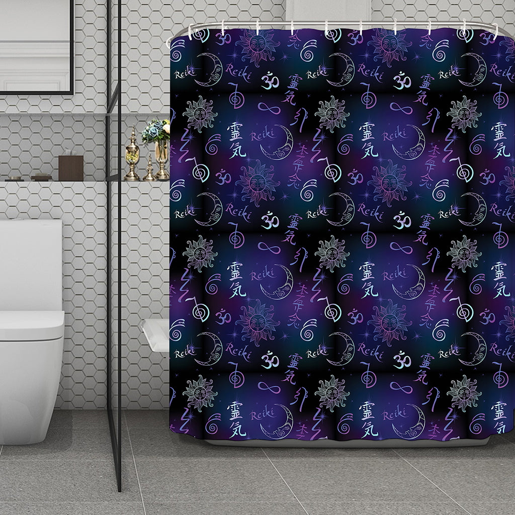 Reiki Energy Pattern Print Polyester Shower Curtain