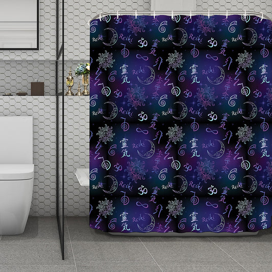 Reiki Energy Pattern Print Polyester Shower Curtain