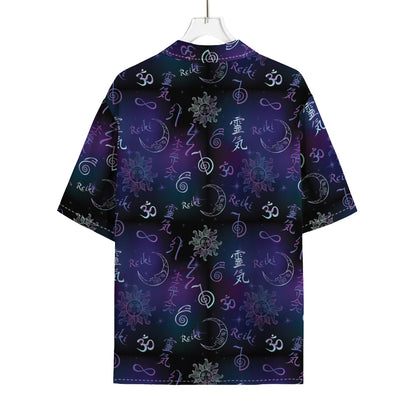 Reiki Energy Pattern Print Rayon Hawaiian Shirt
