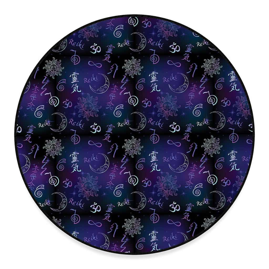 Reiki Energy Pattern Print Round Floor Mat