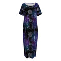 Reiki Energy Pattern Print Short Sleeve Long Nightdress