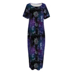 Reiki Energy Pattern Print Short Sleeve Long Nightdress