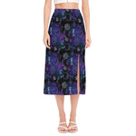Reiki Energy Pattern Print Side Slit Midi Skirt