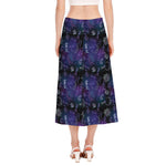 Reiki Energy Pattern Print Side Slit Midi Skirt