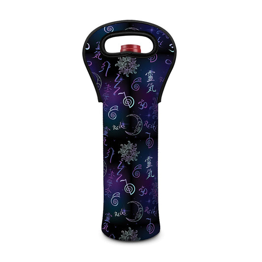 Reiki Energy Pattern Print Single Neoprene Wine Tote