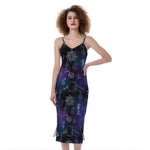 Reiki Energy Pattern Print Slim Fit Midi Cami Dress